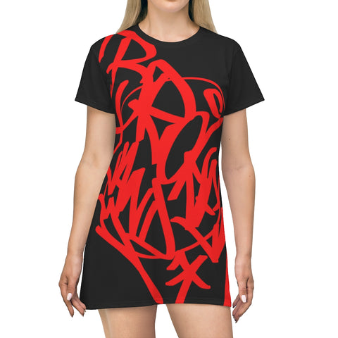 All Over Print T-Shirt Dress Red