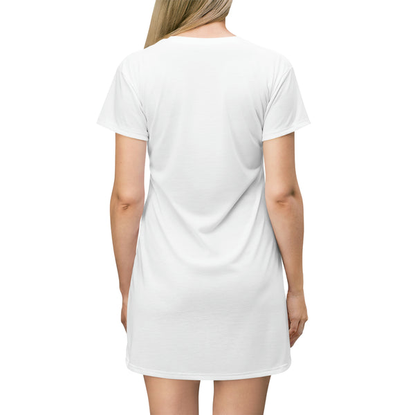 All Over Print T-Shirt White Dress